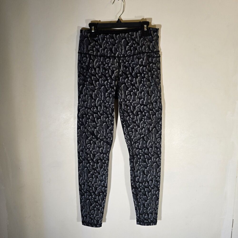 Sweaty Betty Power 7/8 Leggings XS Leopard Print Gym Grey Zip Pocket